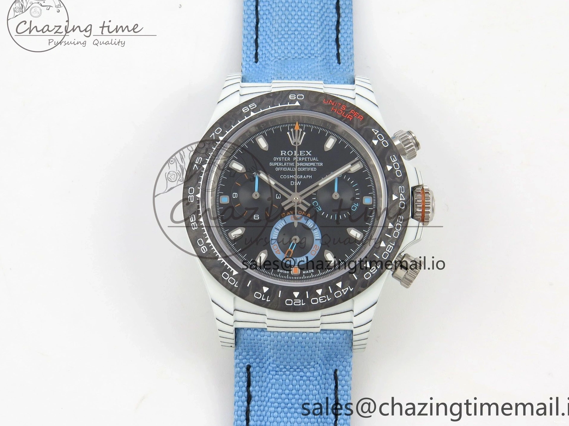 MiroTime 0106 Attractive Daytona DIW Carbon Case and Bezel DIWF Edition Black Dial on Blue Nylon Strap A 71